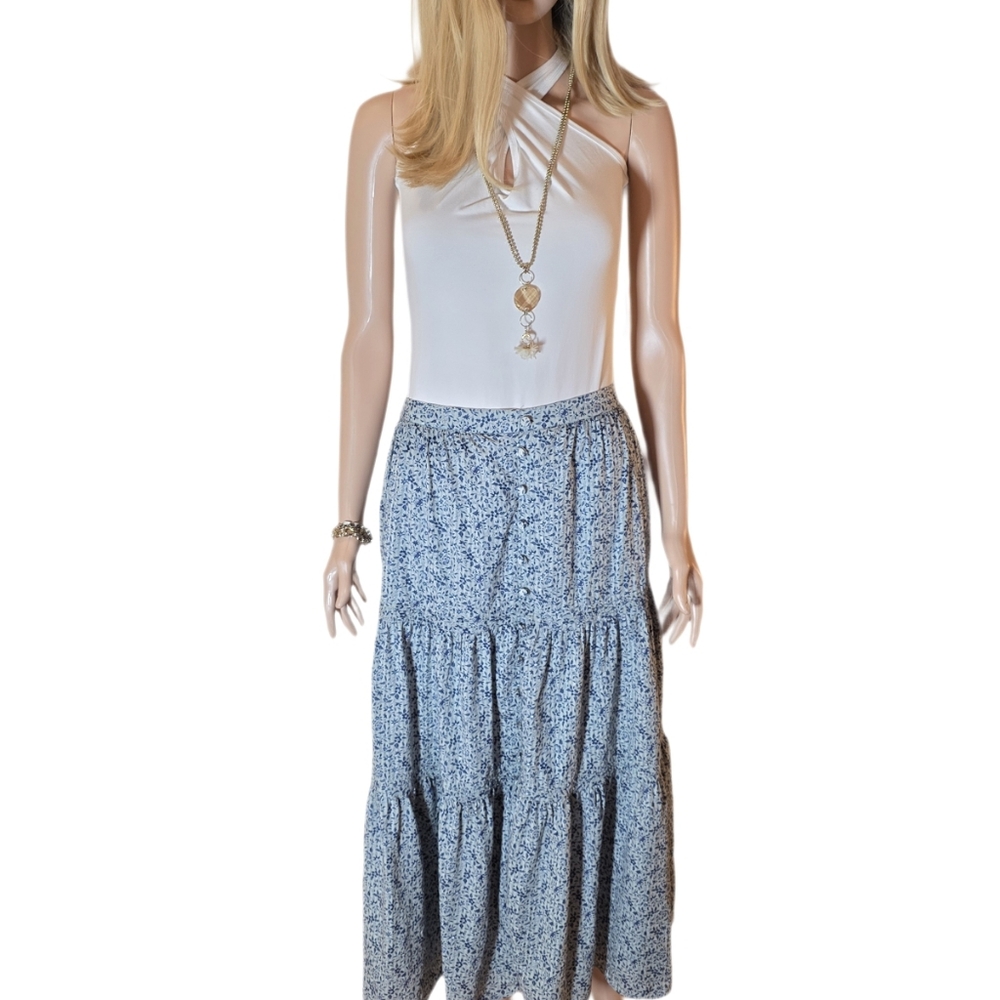 Madewell Button-Front Tiered Maxi Skirt in Florentine Floral SZ Small EUC - Picture 7 of 9